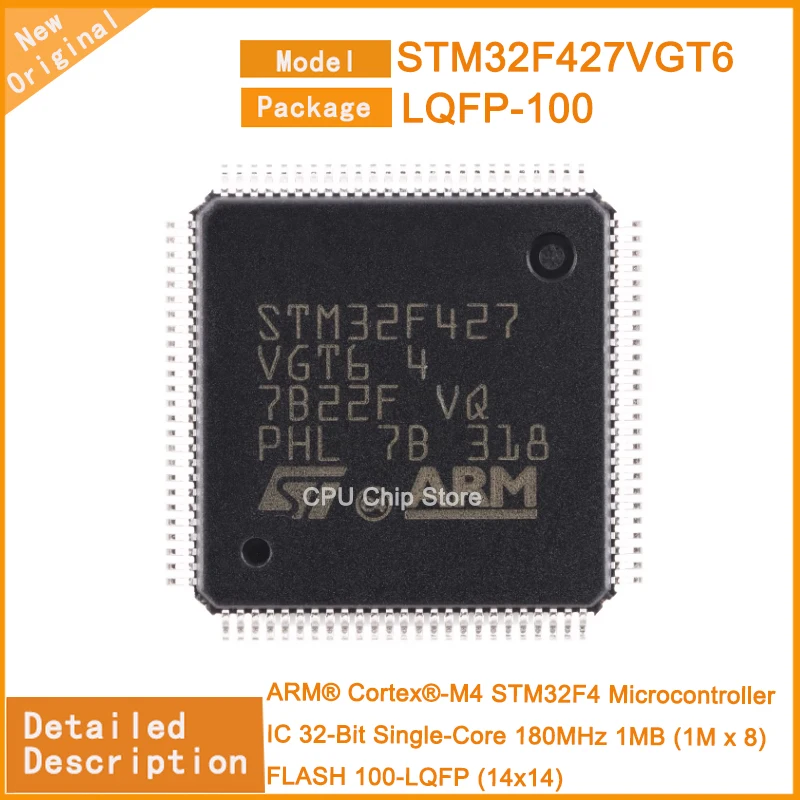 5Pcs/Lot  New Original STM32F427VGT6  STM32F427 Microcontroller IC 32-Bit Single-Core 180MHz 1MB (1M x 8) FLASH 100-LQFP (14x14)