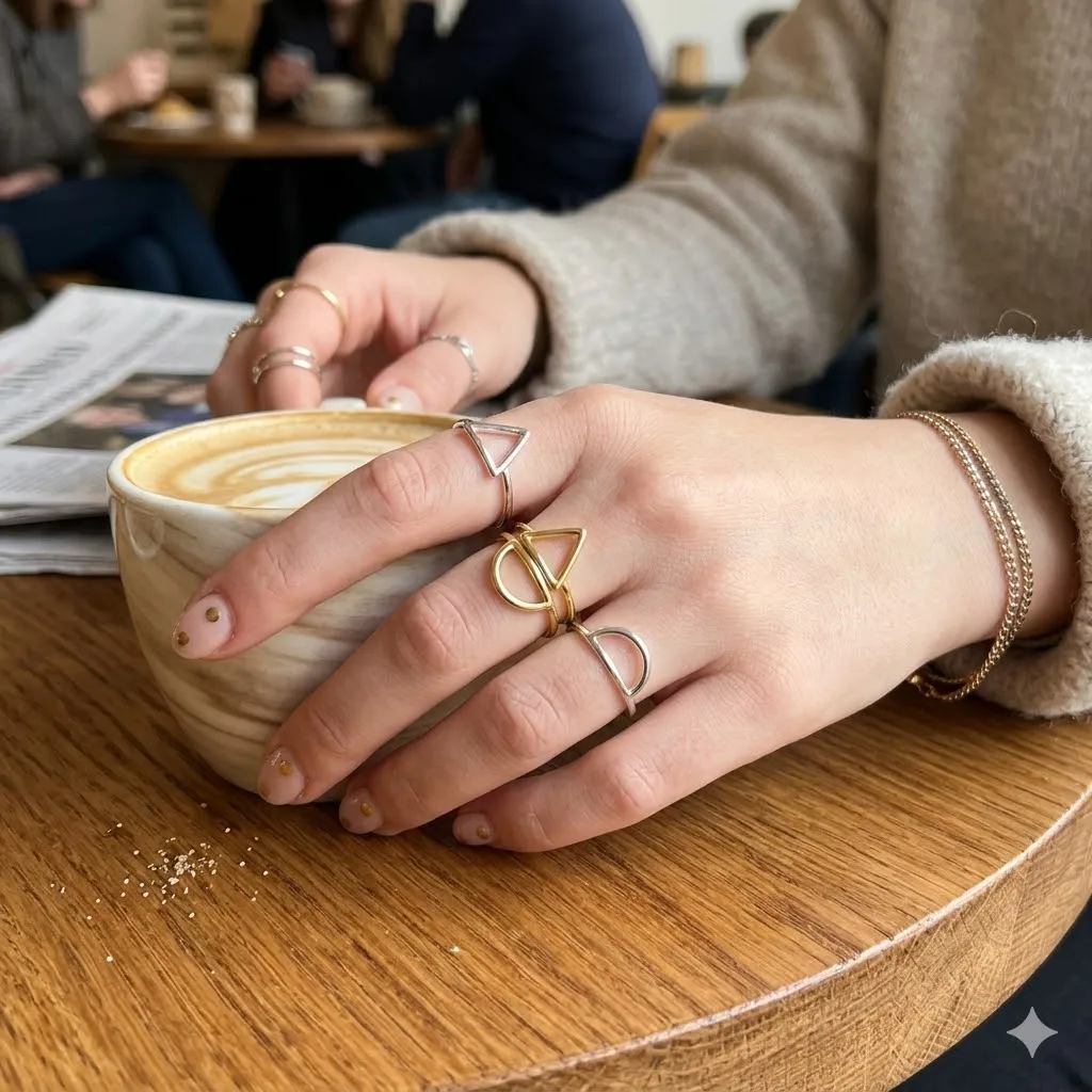 

St-Delan Minimalist Geometric Triangle Arch Rings for Women Stainless Steel Gold Silver Color Dainty Stackable Finger Jewelry