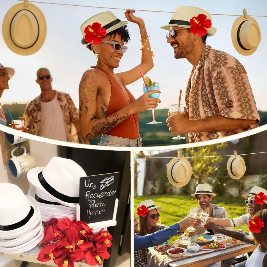 6/12 Sets Cuban Hat Sombreros Luau Party Decor Havana Nights Short Brim Hat for Birthday view 6