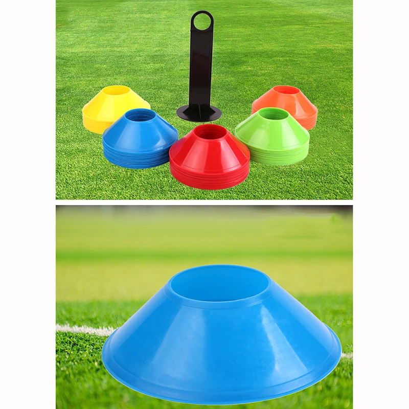 Set di coni da 10 pezzi Piccolo logo rotondo targa segnaletica per ostacoli per allenamento di calcio per gli ostacoli dei bambini che impedisce gli accessori per l'allenamento sportivo