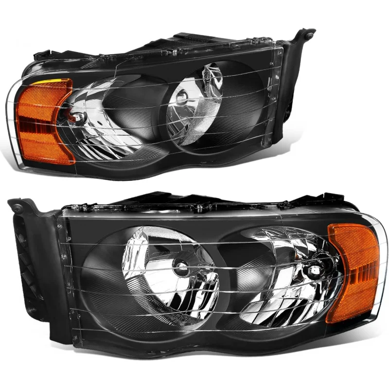 

HL-OH-DR02-BK-AM Black Housing Amber Corner Headlights Compatible with 02-05 Ram 1500/03-05 Ram 2500 3500, Left & Right