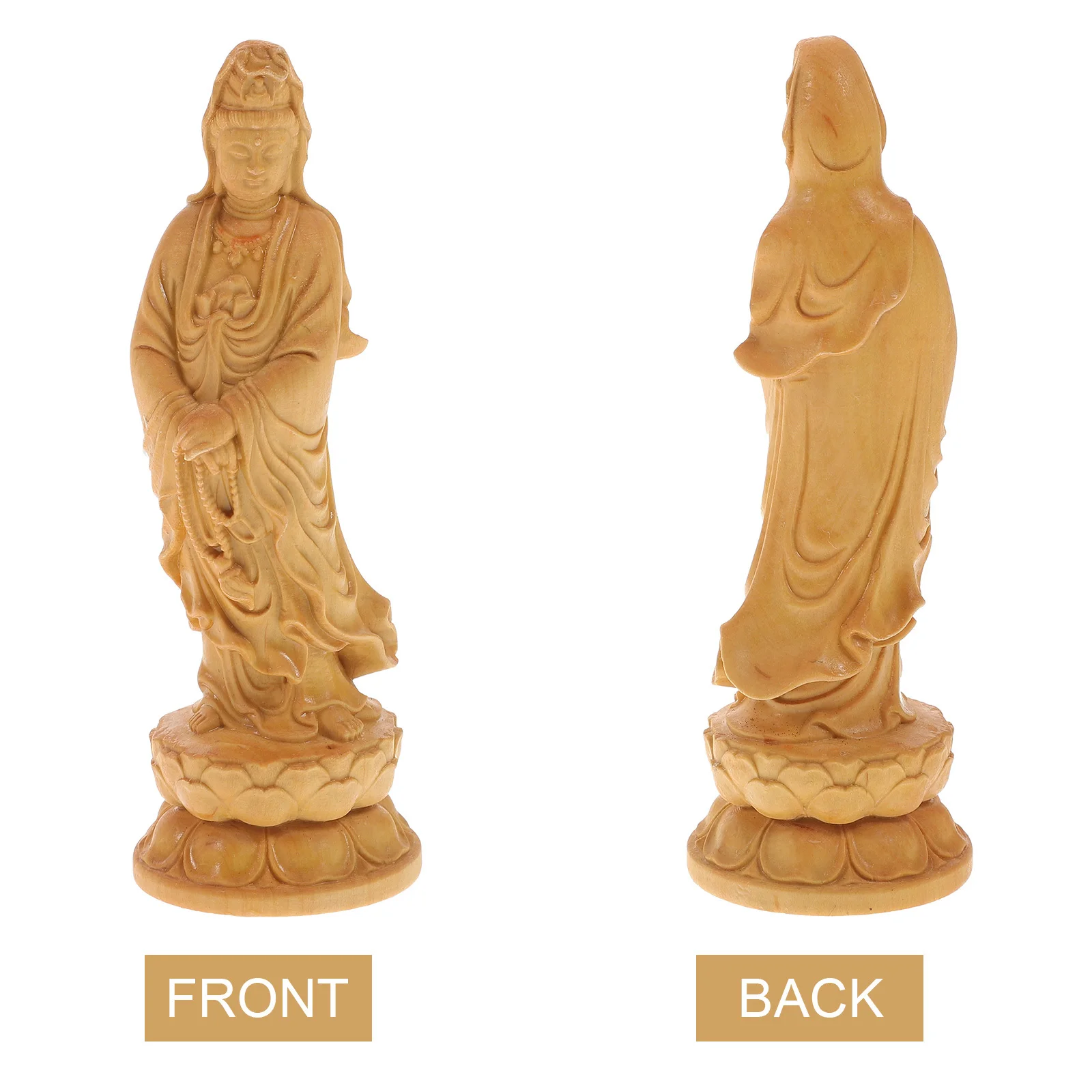 

Wooden Yin Statue Boxwood Buddha Carving for Home Desktop Decor Home Sacrificing Exquisite Buddha Ornament