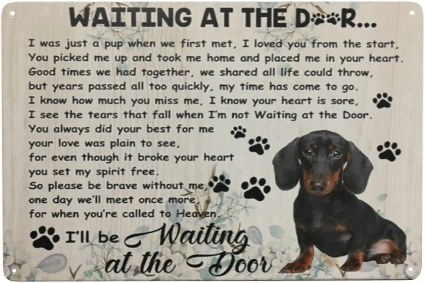 Dachshund Waiting At The Door Aluminum Signs Funny Tin Sign Metal Art Poster Gift Home Cafe Bar Wall Decor Room Door Access sign