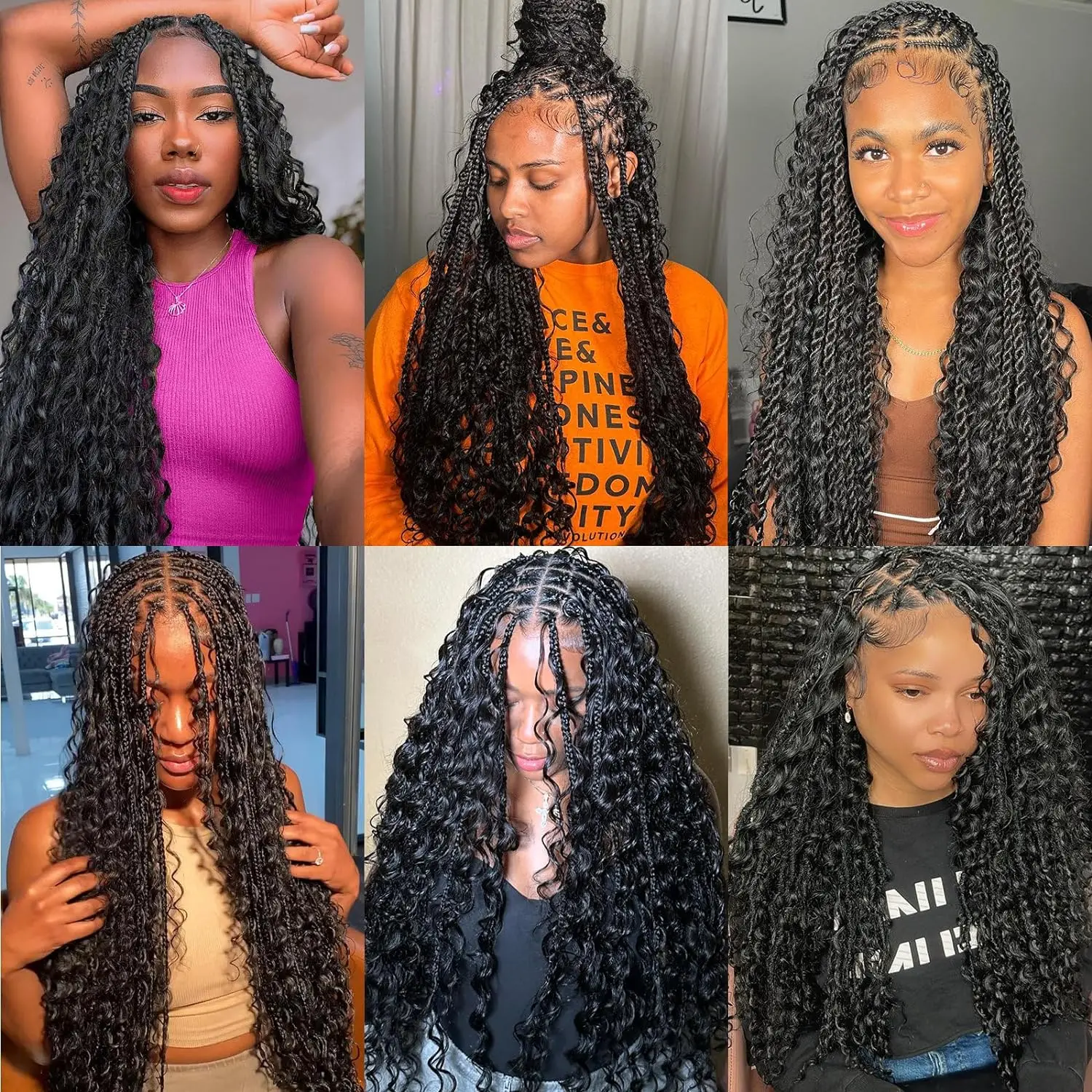 Extensions de Cheveux 100% Naturels Ondulés, Tresses Boho Sans Nministériels d, Sans Trame, Double Proximité, pour Tressage