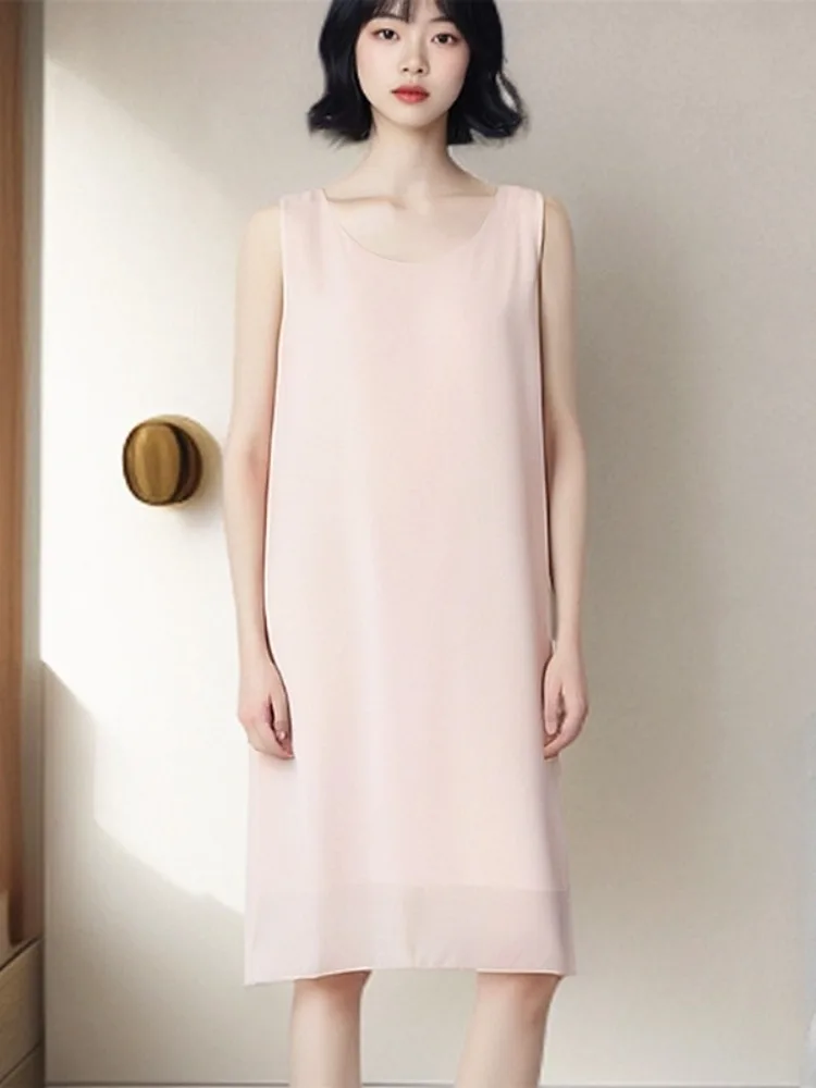 

Boho Summer Halter Neck Dress Round Neck, Sleeveless Loose Chiffon Blouse Midi Dress, New Casual Beach Style BANERDANNI L-6XL
