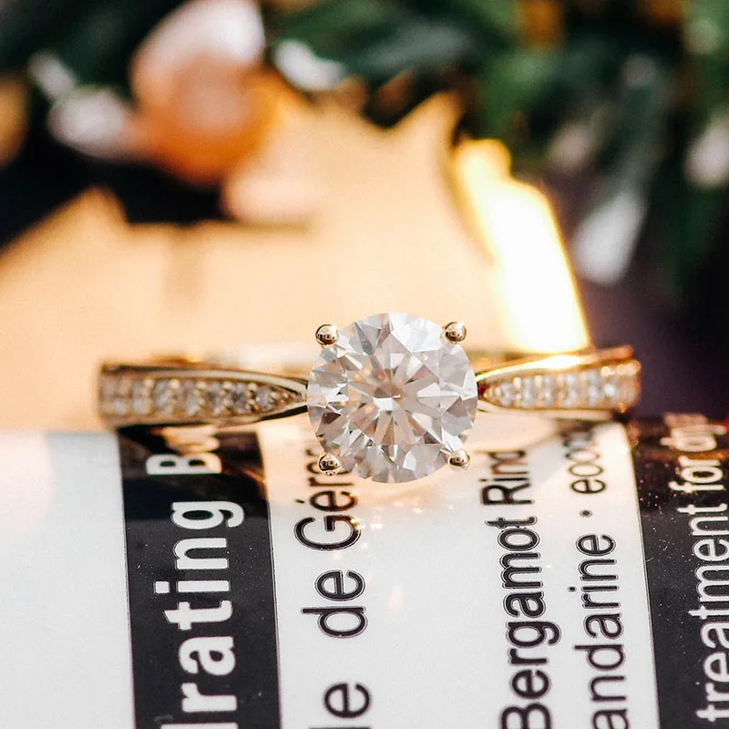Provence solid 14K/18K yellow gold rings lab diamond engagement rings for women Promise Wedding Anniversary Custom Birthday Gift