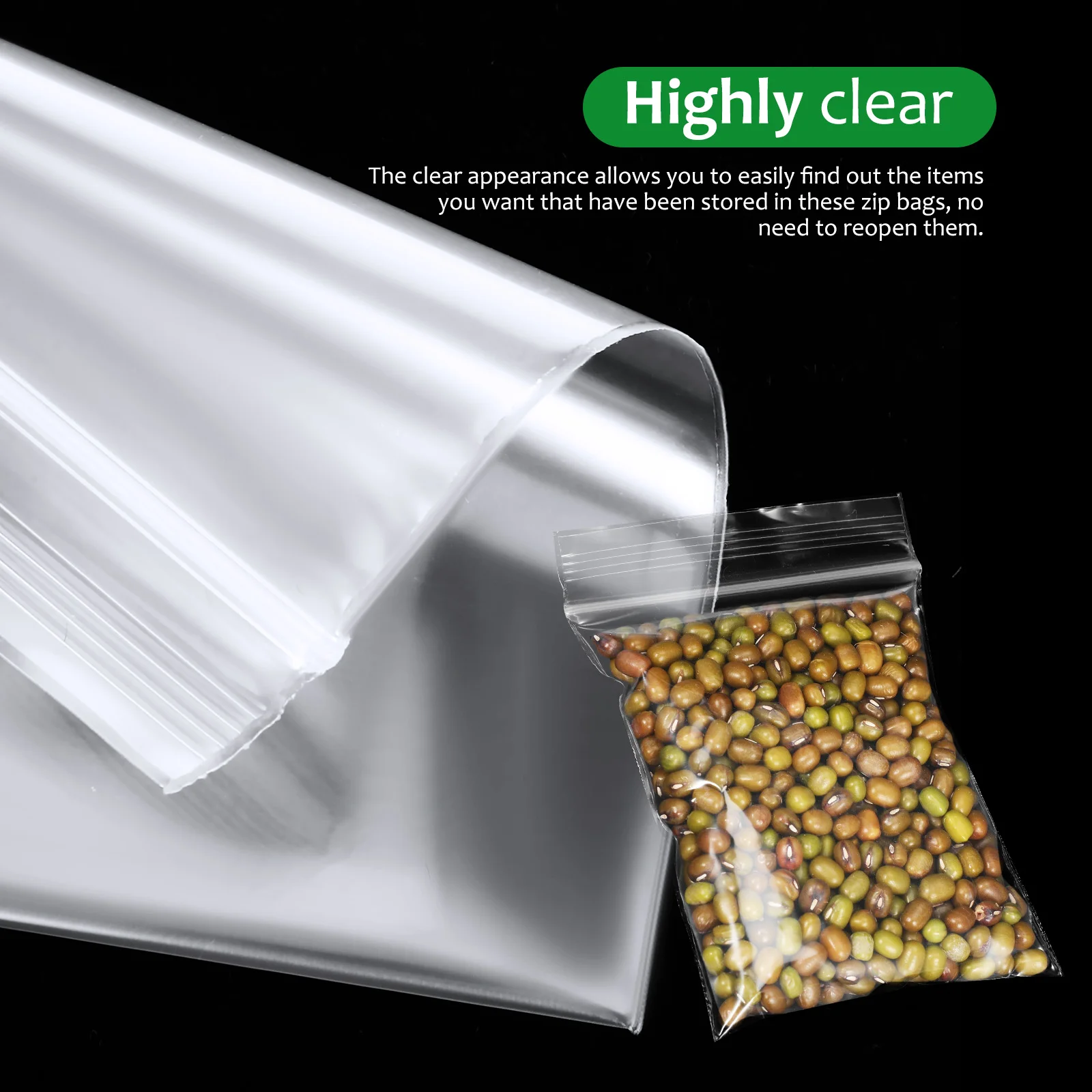 

200pcs Clear Sealing Grip Seal Zip Lock Bags Resealable Storage Baggies Transparent Jewelry Candy Packaging Mini Press Seal Bags