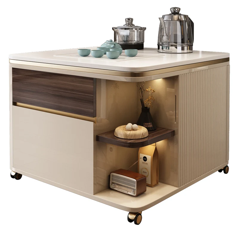 

Rock slab side cabinet, a few square on the sofa side, living room storage table 65 light luxury and simple side tea cabinet