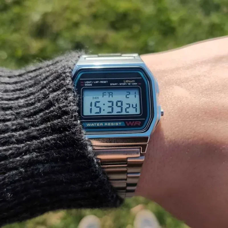 Reloj con banda de acero de tungsteno, relojes militares deportivos digitales de Metal resistentes al agua, relojes de pulsera electrónicos de lujo