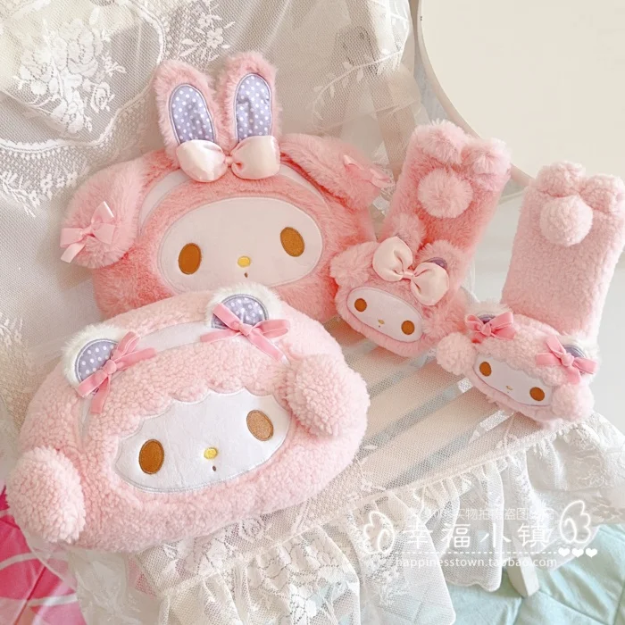 

Sanrio Melody Car Memory Foam Neck Pillow Protection Lumbar Backrest Cushion Lumbar Cushion Car Headrest Cushion Seat Belt Cover