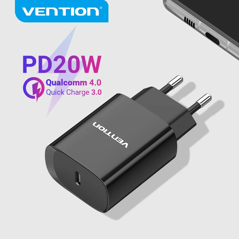 Vention Quick Charge 4.0 3.0 QC PD Charger 20W QC4.0 QC3.0 USB Type C Fast Charger for iPhone 15 14 13 12 Xiaomi Phone PD Charge