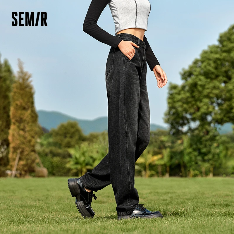 Джинсы Semir, женские флисовые длинные брюки, удобные ретро-стили, новинка 2024, зимние модные свободные утягивающие зауженные брюки — zdjęcie 4