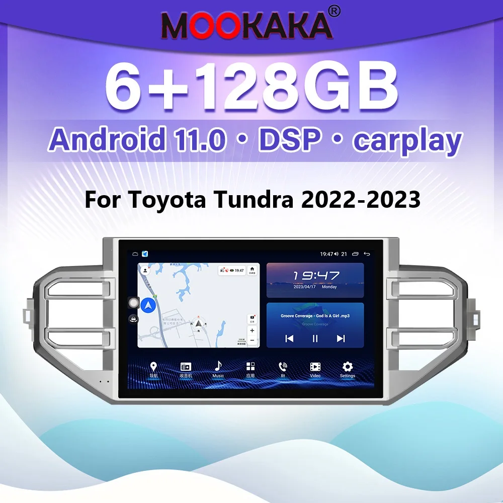 13.3 Inch Car Radio For Toyota Tundra 2022-2023 Wireless Carplay Android Auto Multimedia Player GPS Navigation Head Unit Screen