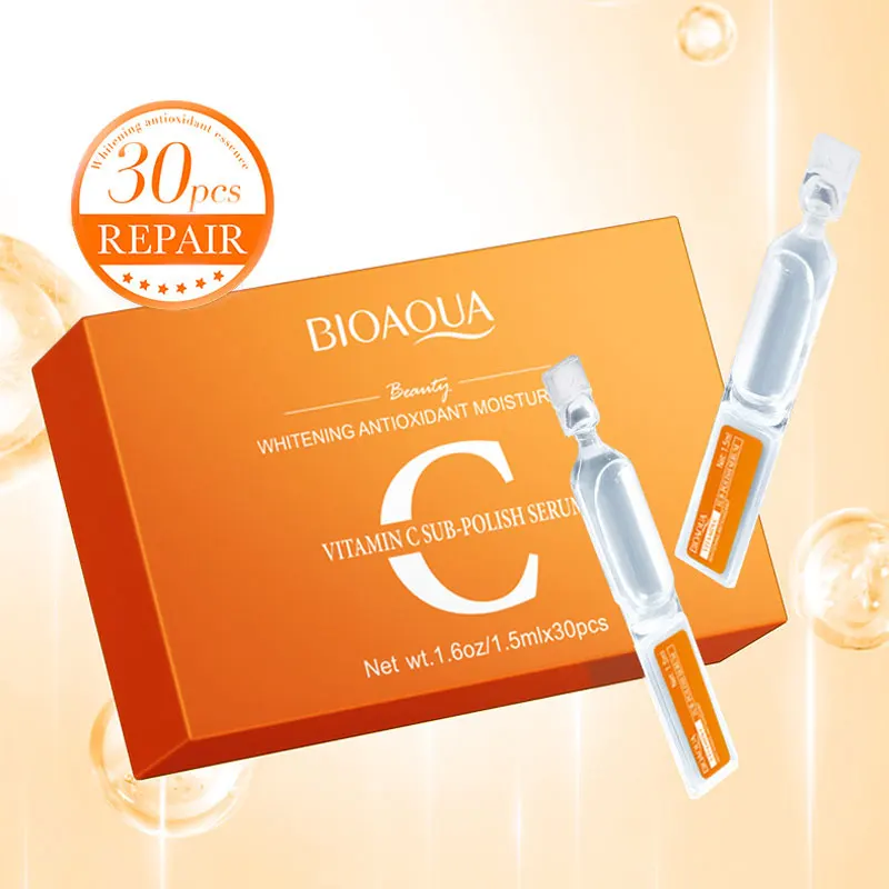 30 pçs/caixa BIOAQUA Vitamina C Soro para Rosto Hidratante Firmador Hidratante Essência Facial Rosto Cuidados com a Pele