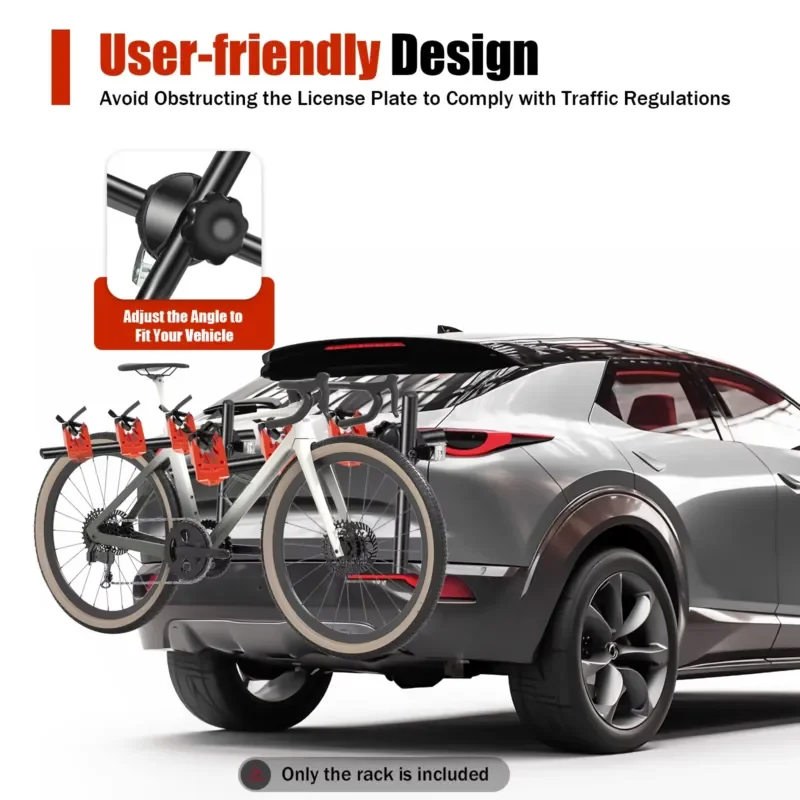 3-Piece Bicycle Rack Car Rear Bicycle Rack Vertical Aluminum Black and Red Frame for Automotive