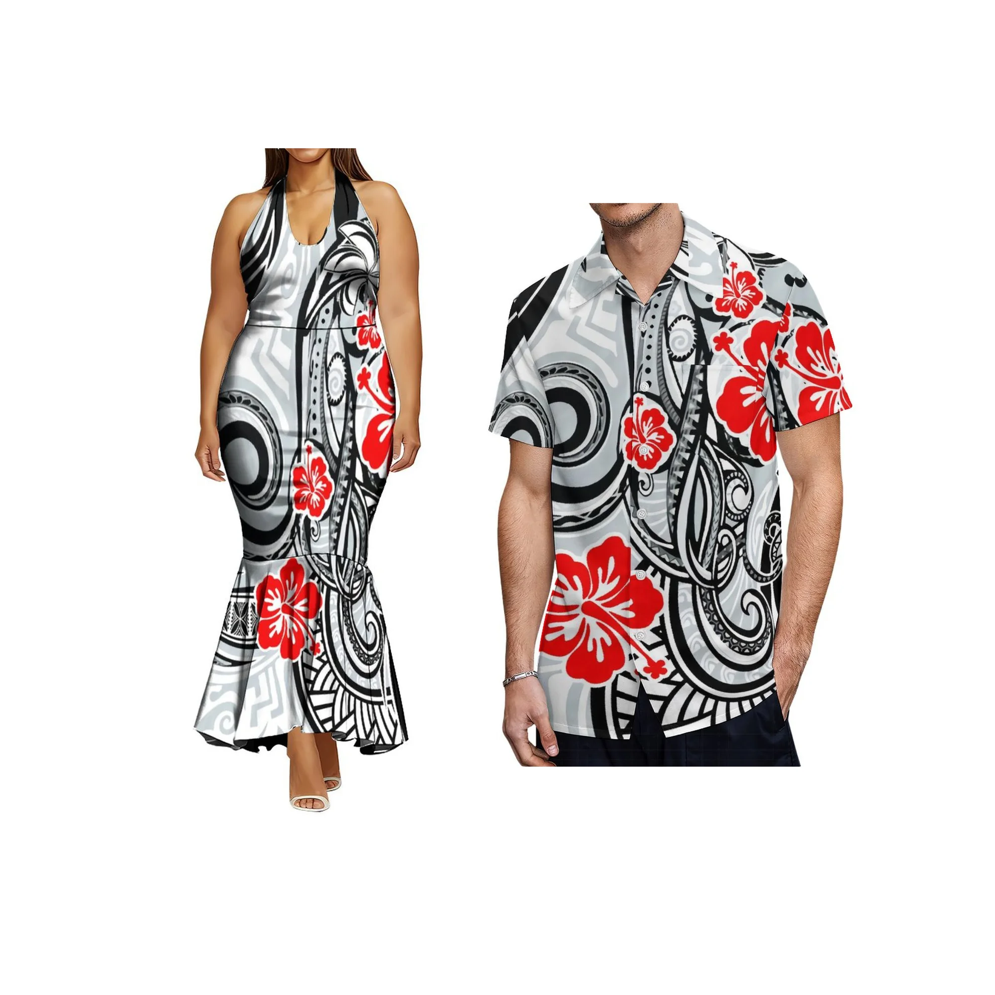 Hot Selling Lace-up Design Bodycon Mermaid Dresses New Zealand Print Side Zipper Dress Custom Elegant Women's Fishtail Gowns