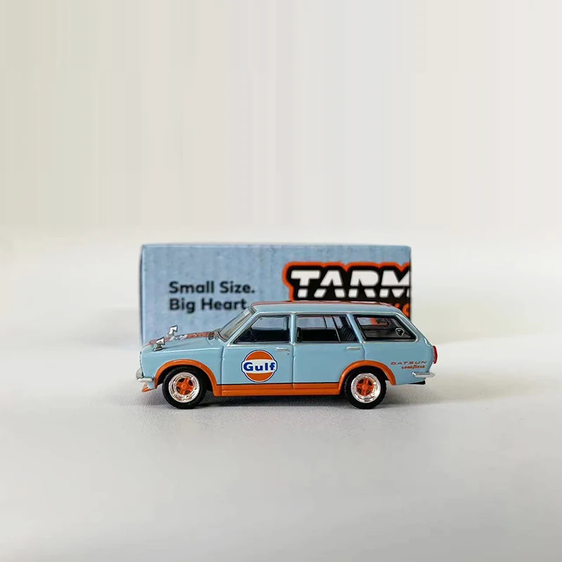 Tarmac Works 1:64 Model Car Datsun 510 Wagon Alloy Die-Cast Vehicle Bluebird  - Gulf Coating