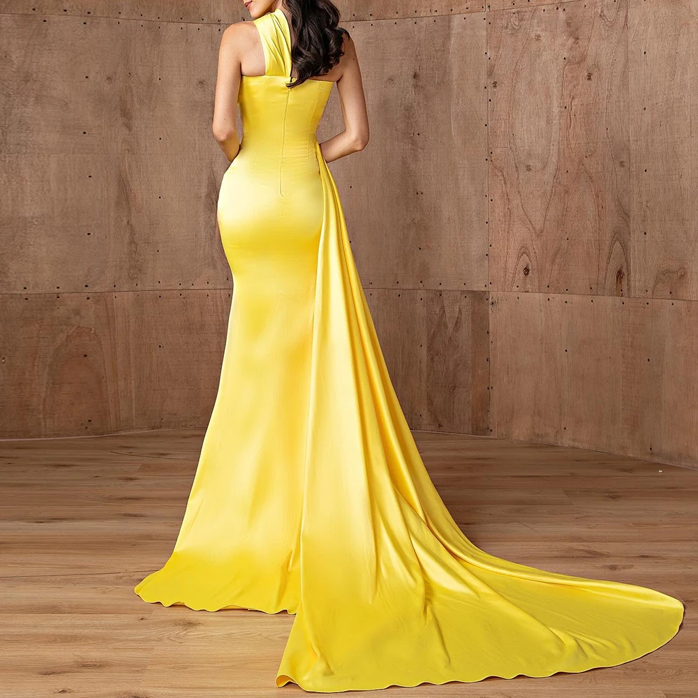 Customized Fashion Straight Floor Length Strapless Satin Sleeveless Evening Dress Elegant Photo Color vestidos para mujer