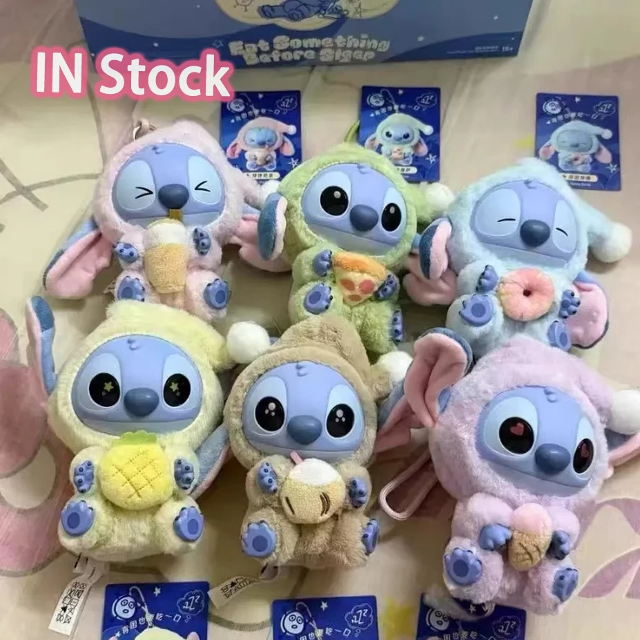 

In Stock Stitch Eat Something Before Sleep Series Kawaii Stitch Plush Doll Vinyl Pendant Doll Ornament Mystery Toy Kids Gifts