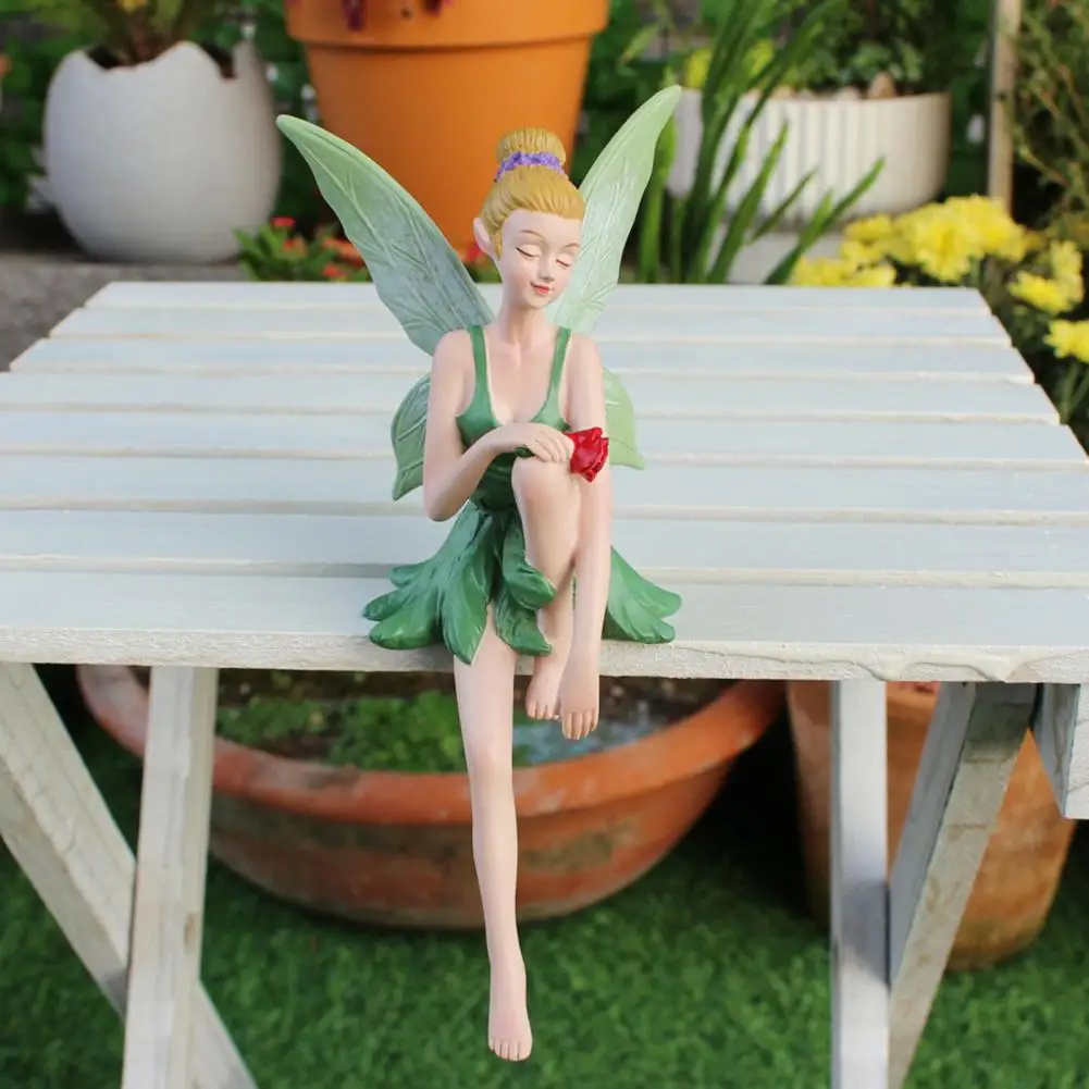 

Outdoor Fairy Statue Elegant Flower Fairy Figurine for Indoor Outdoor Garden Decor Hand-painted Sitting for Bonsai for Garden