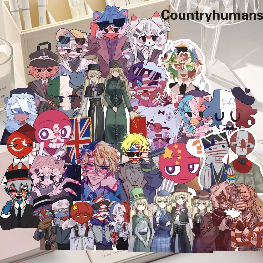 10/70Pcs Countryhumans Sticker Japanese Anime Stickers Kawaii Student Stationery Water Proof Kid School Supplies The Case Gift