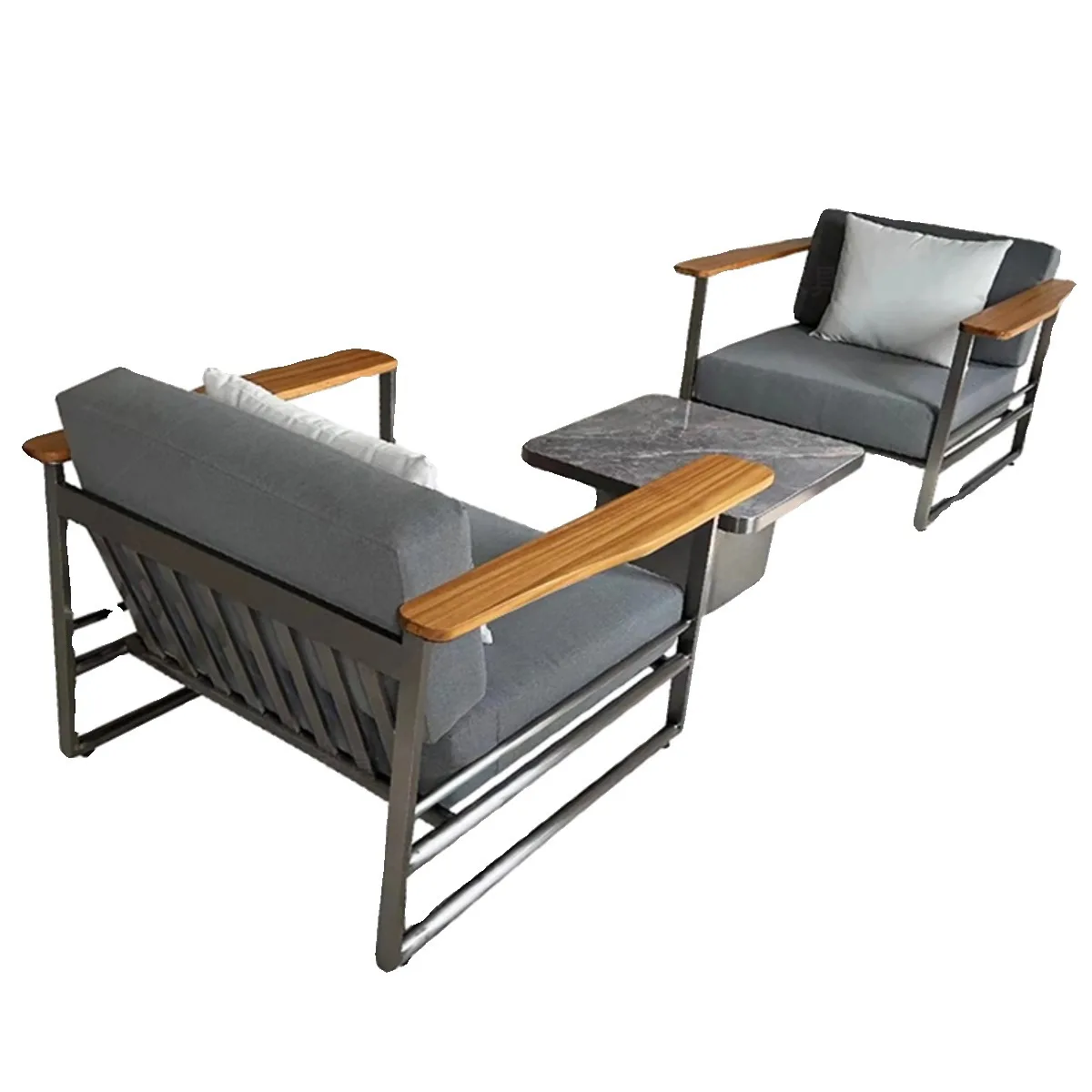 Modern Simple Outdoor Aluminum Patio Sofa Set Waterproof Sunscreen for Garden Terrace Leisure Villa Furniture Combination