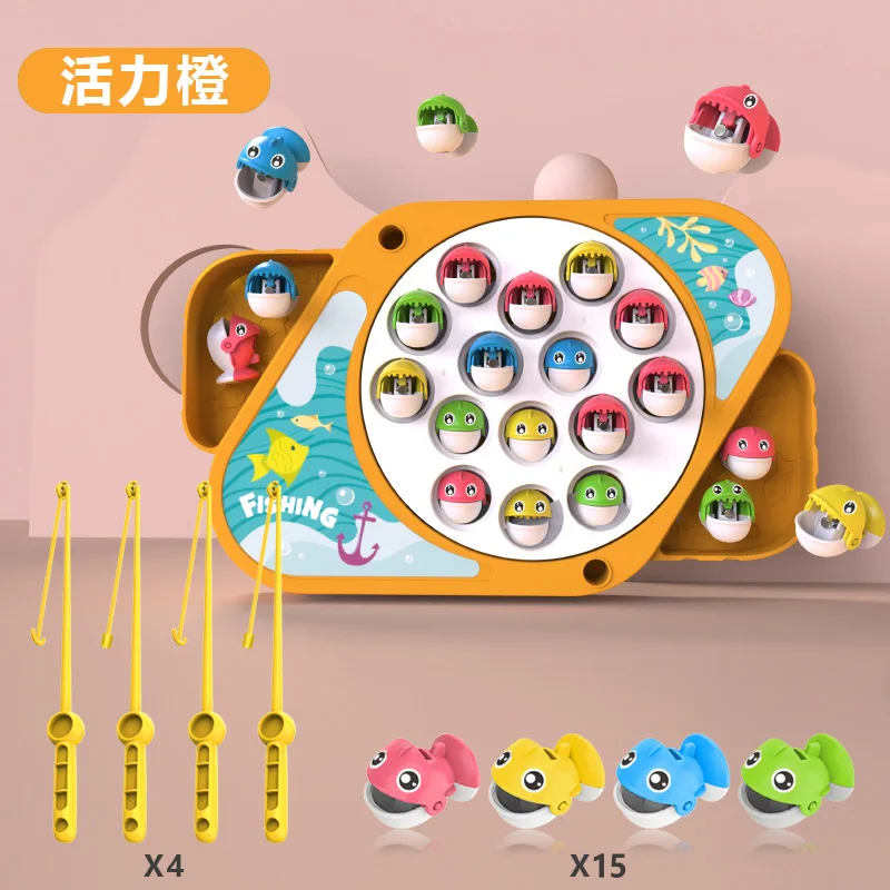 Set di giocattoli da pesca rotanti elettrici per bambini con musica Simpatico pesce magnetico Puzzle interattivo per bambini Giocattoli da pesca per l'educazione precoce