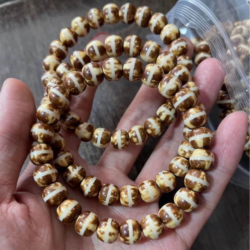 Inlaid purple gold rat, single-loop solid Buddhist bead bracelet with barrel beads, unisex style, one piece