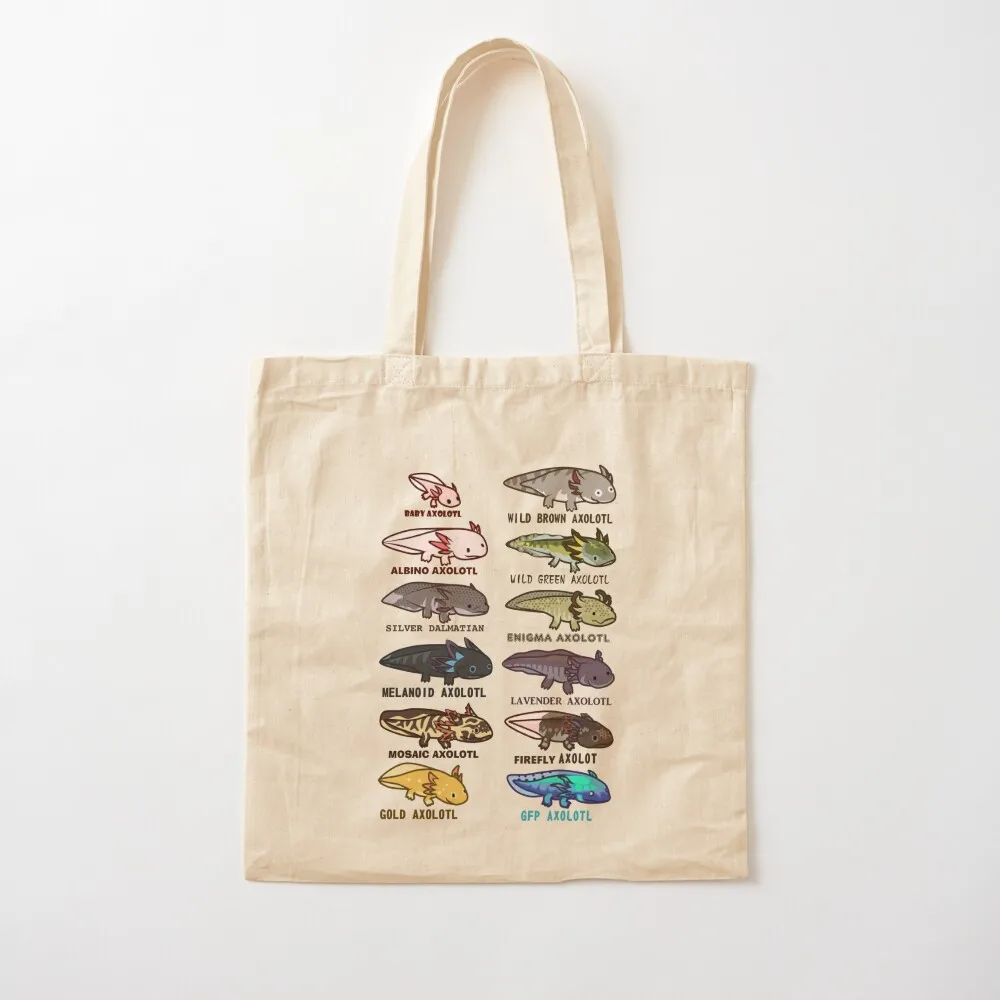 axolotl morphs and colors Tote Bag cute pouch bag shopper bags bag for beach canvas bags