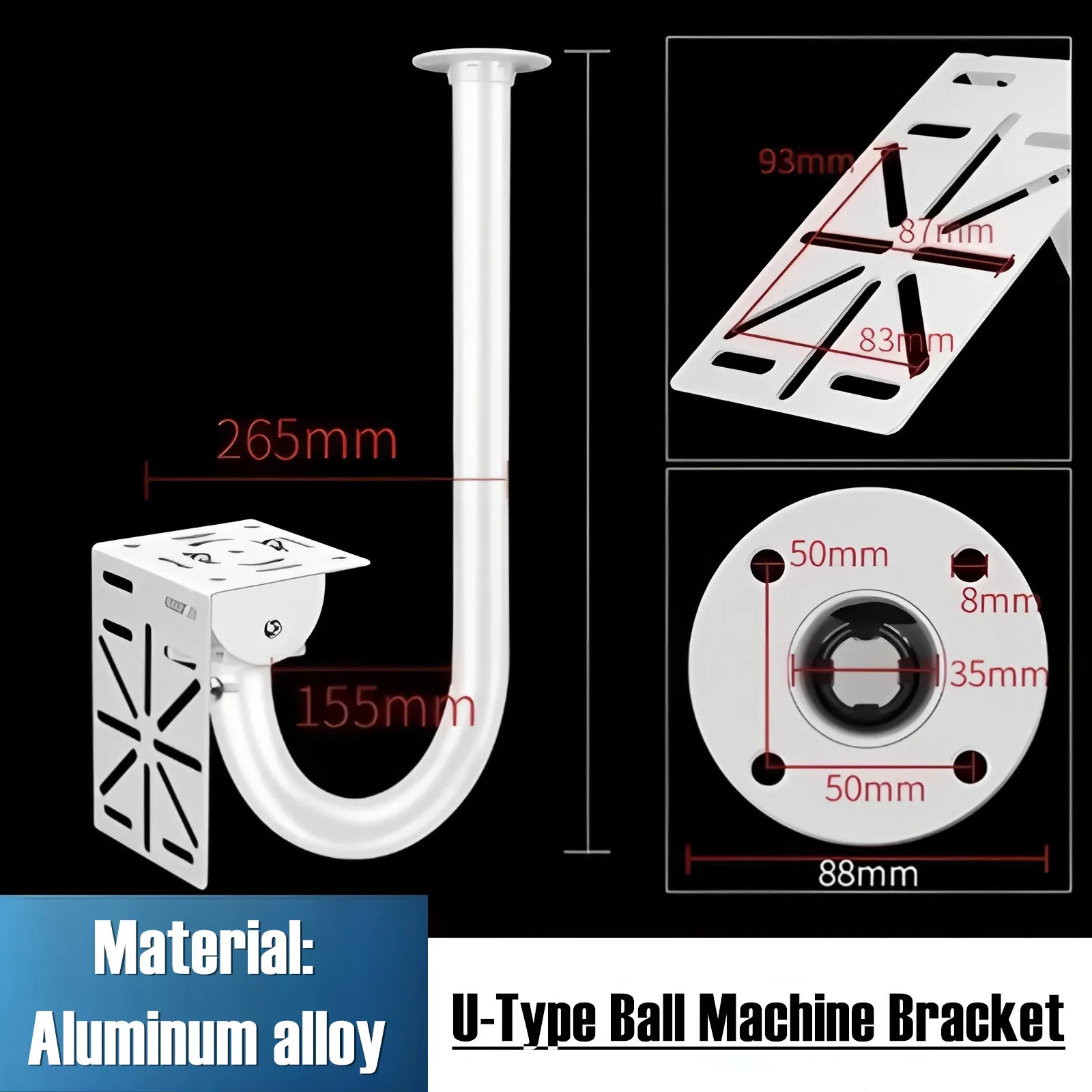 U-shaped Ceiling Mount Bracket Hoisting Monitor Holder Auxiliary Transfer Security CCTV Surveillance PTZ Dome Camera Stand