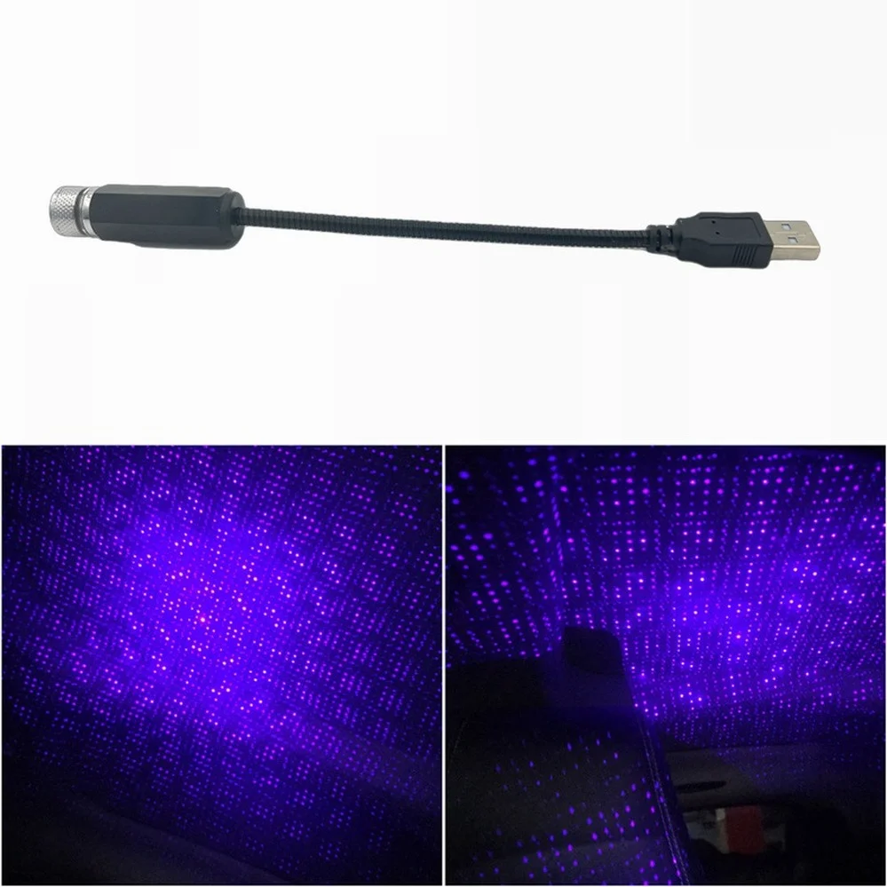 Carro Telhado Estrela Luz Ambiente, Romântico USB Night Atmosphere Lâmpada, Decoração Interior, Mini Projetor de Teto, Galáxia Ajustável