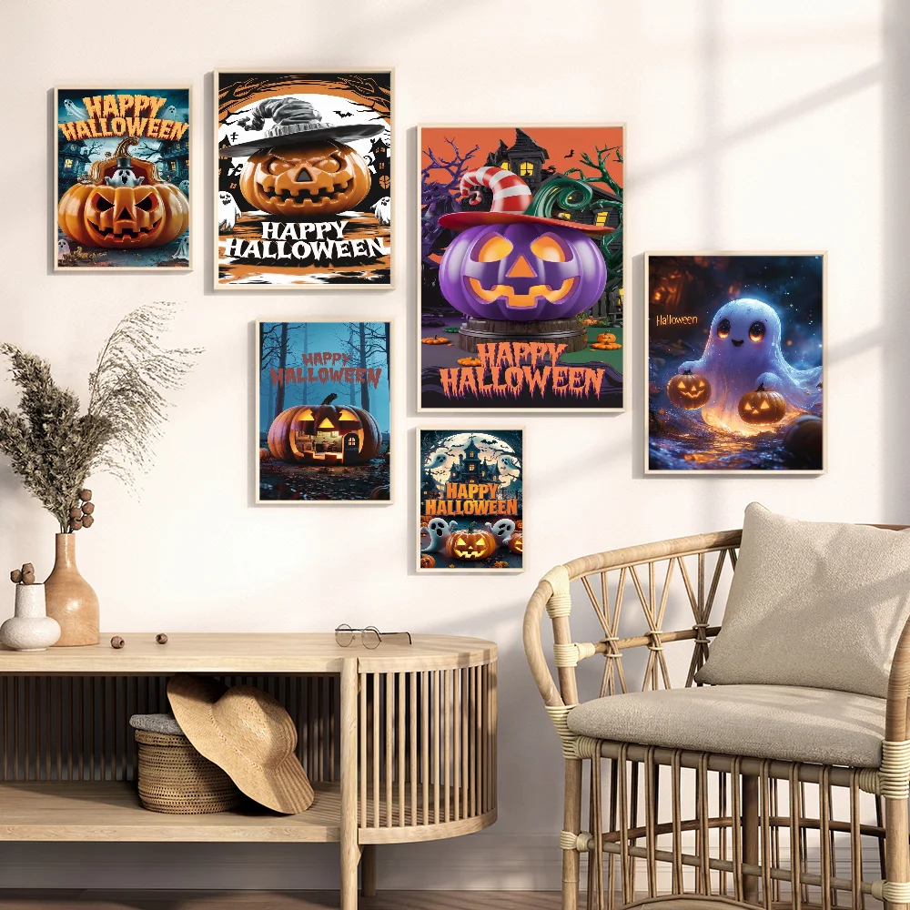 

Halloween Self-adhesive Art Poster Whitepaper Prints Posters Artwork Home Decor