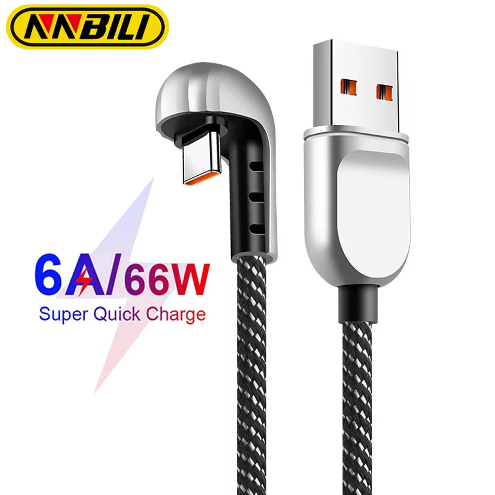 NNBILI Winkel-USB-Typ-C-Ladekabel, 66W Schnelllade-USB-C-Datenkabel, kompatibel mit Switch/Xiaomi/Samsung