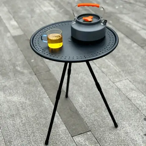 Outdoor Portable Folding Table Ultra Light Camping Triangular Support Small Round Table Adjustable Table Chair Simple Tea Table