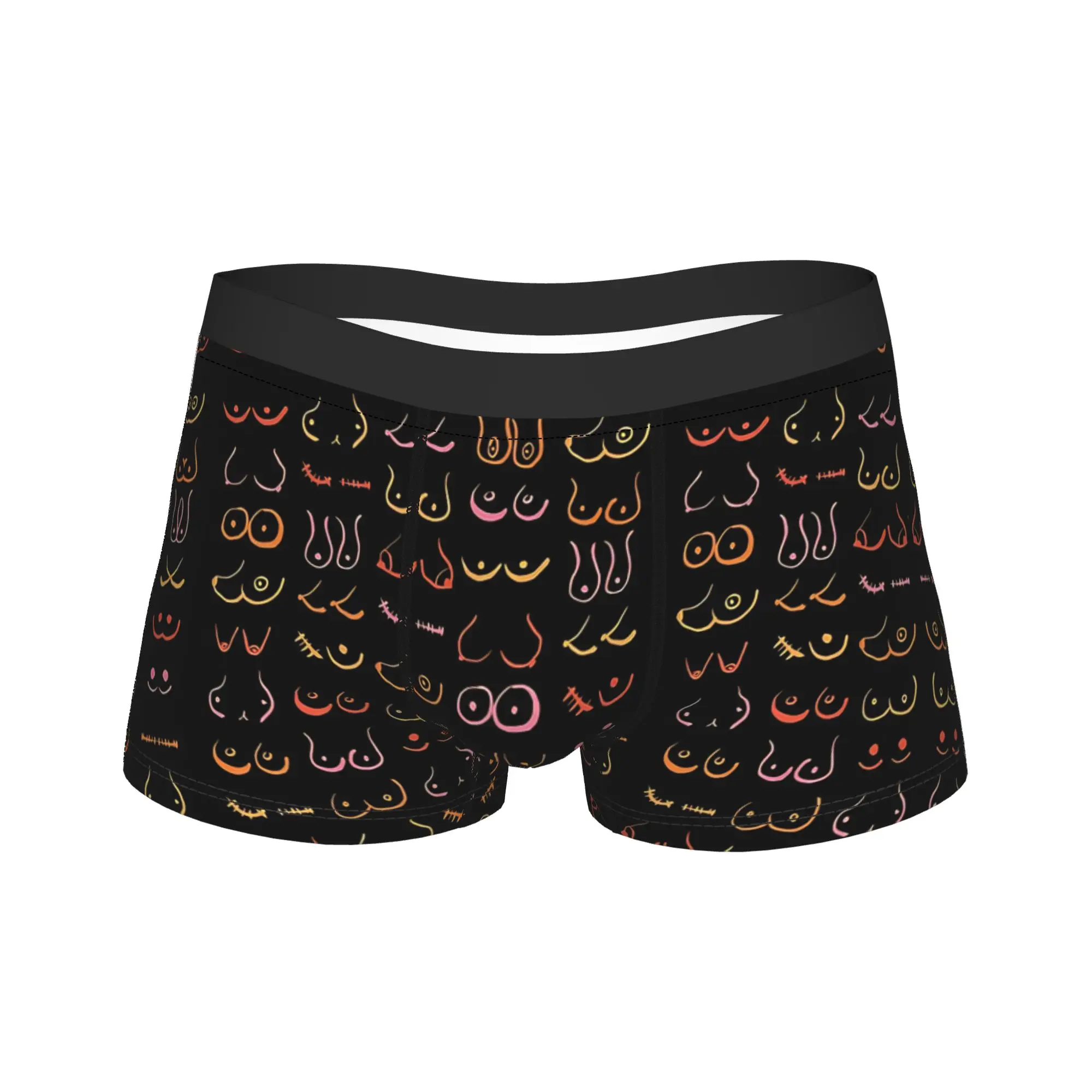 

Neon Boobs Drawing Boxershorts Pouch Underwear Quality Printed Boxer Brief Funny Men's Underpants Plus Size 2XL