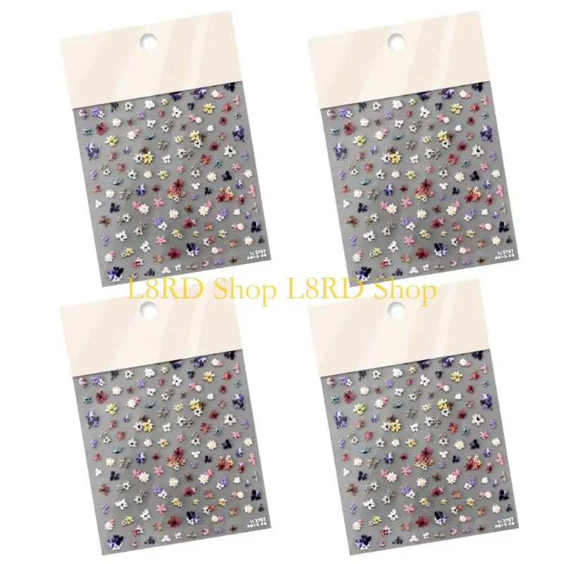 L8rd 4 hojas uñas las flores pegatinas arte adhesivos pegatinas uñas uñas florales calcomanías