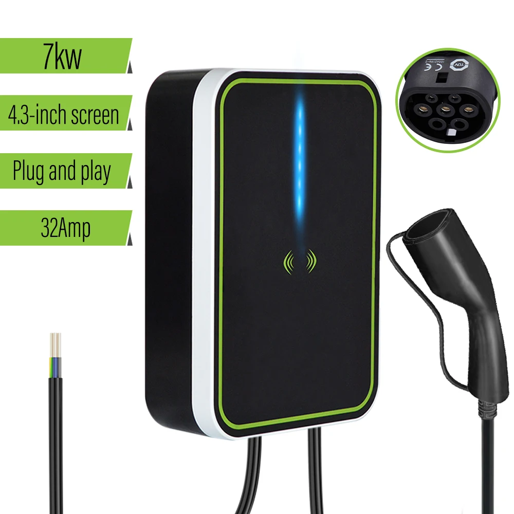 

level 2 gbt single phase 7kw evse portable ev wall charger type 2 wifi 32a 50a level 2 ev electric car charger