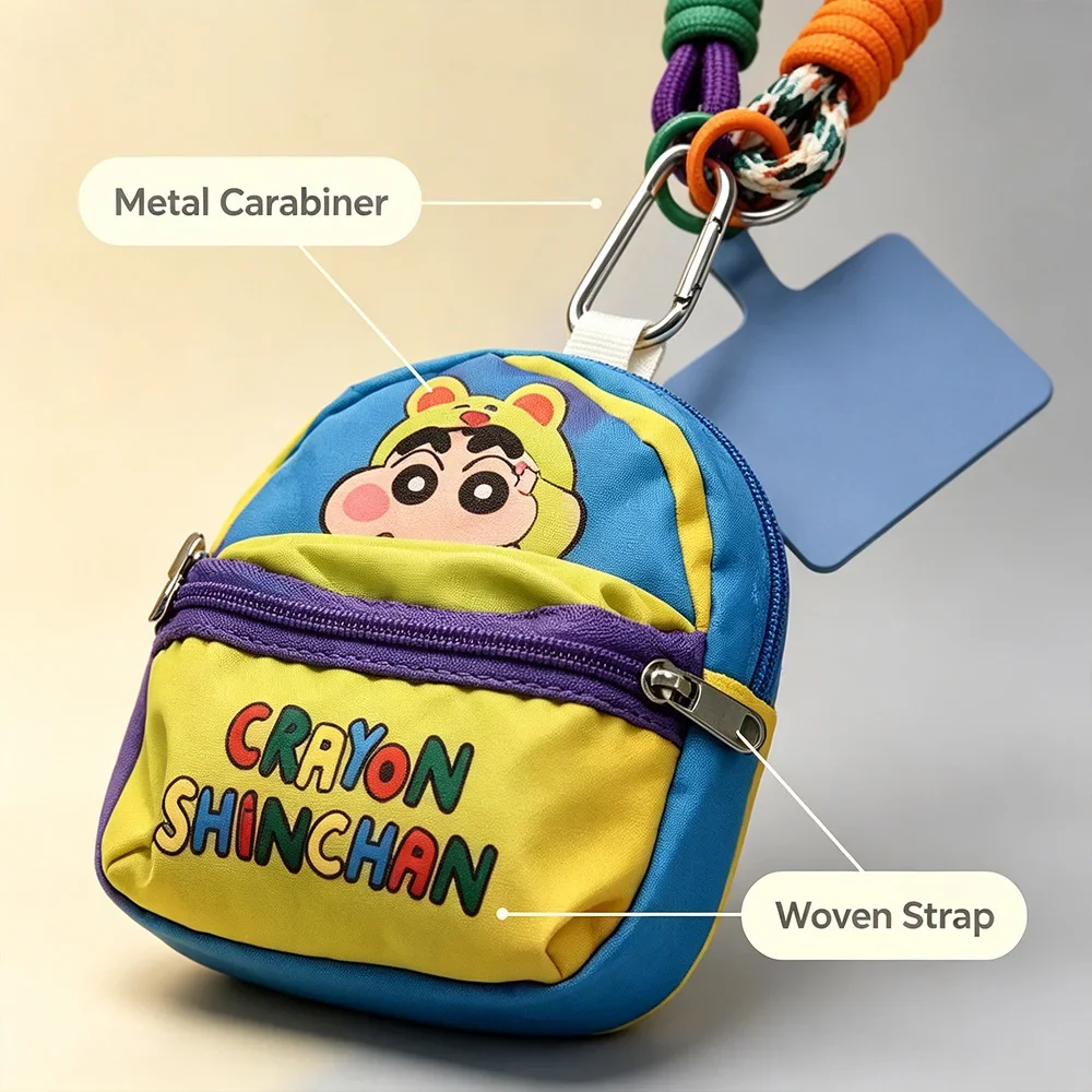 Crayon Shin-chan Mini Lanyard Bag Kawaii Zipper Coin Purse Anti-Lost Phone Wristlet Card Holder Cosmetic Pouch Gift Women Girls