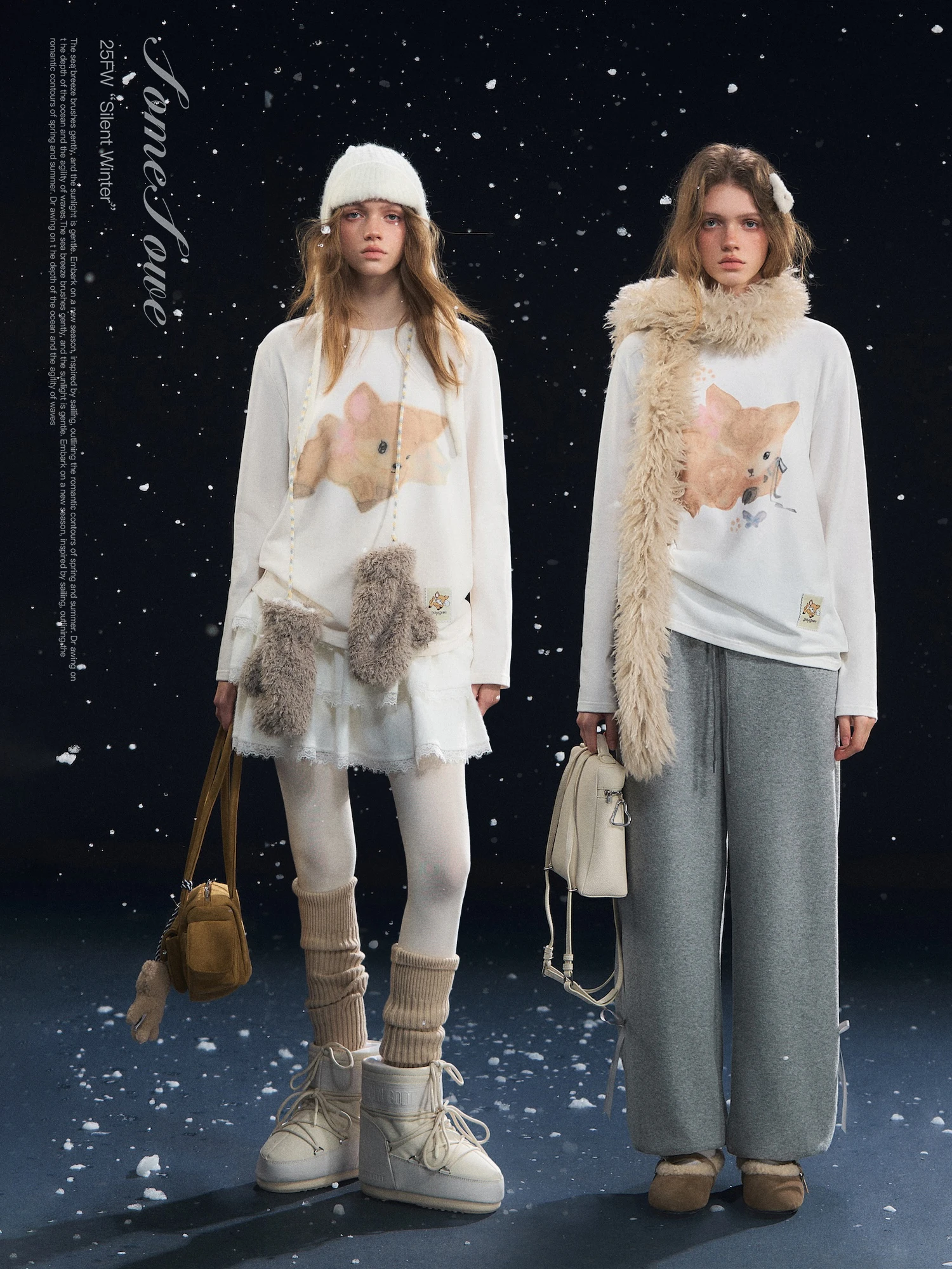 

SOMESOWE Deer Whisper Long Sve T-irt Women's Casual Loose Fit Cotton Blend Summer Top Creative Pattern round Ne