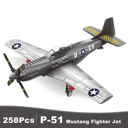 Militare USA P-51 Mustang Fighter Jets modello Building Blocks aereo tecnico aereo MOC armi mattoni giocattoli per regali per adulti