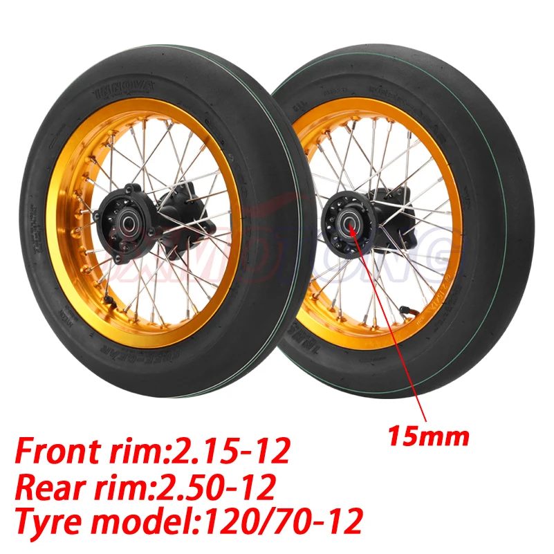 

high quality Front 2.15-12 & Rear 2.50-12 inch wheels hub 120/70-12 tyre Road motorcycle modified accessories innova tires