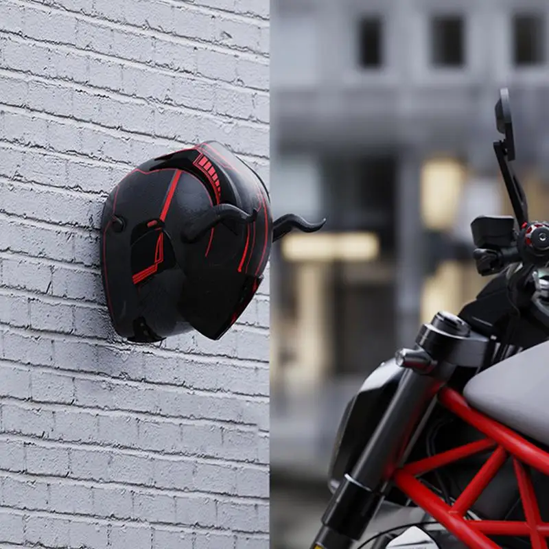 Motorcycle Head Gear Hook Motorcycle Helmet Holder Helmet Hook Wall Mount Football Bicycle Hat Hanger Stand for Caps wall rack view 5