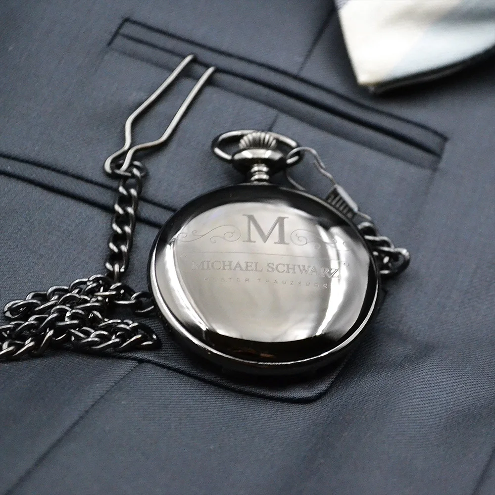 Best Man Gifts Personalized Pocket Watch With Chain Engraved Monogram Custom Watch Groomsmen Proposal Wedding Party Usher Favors