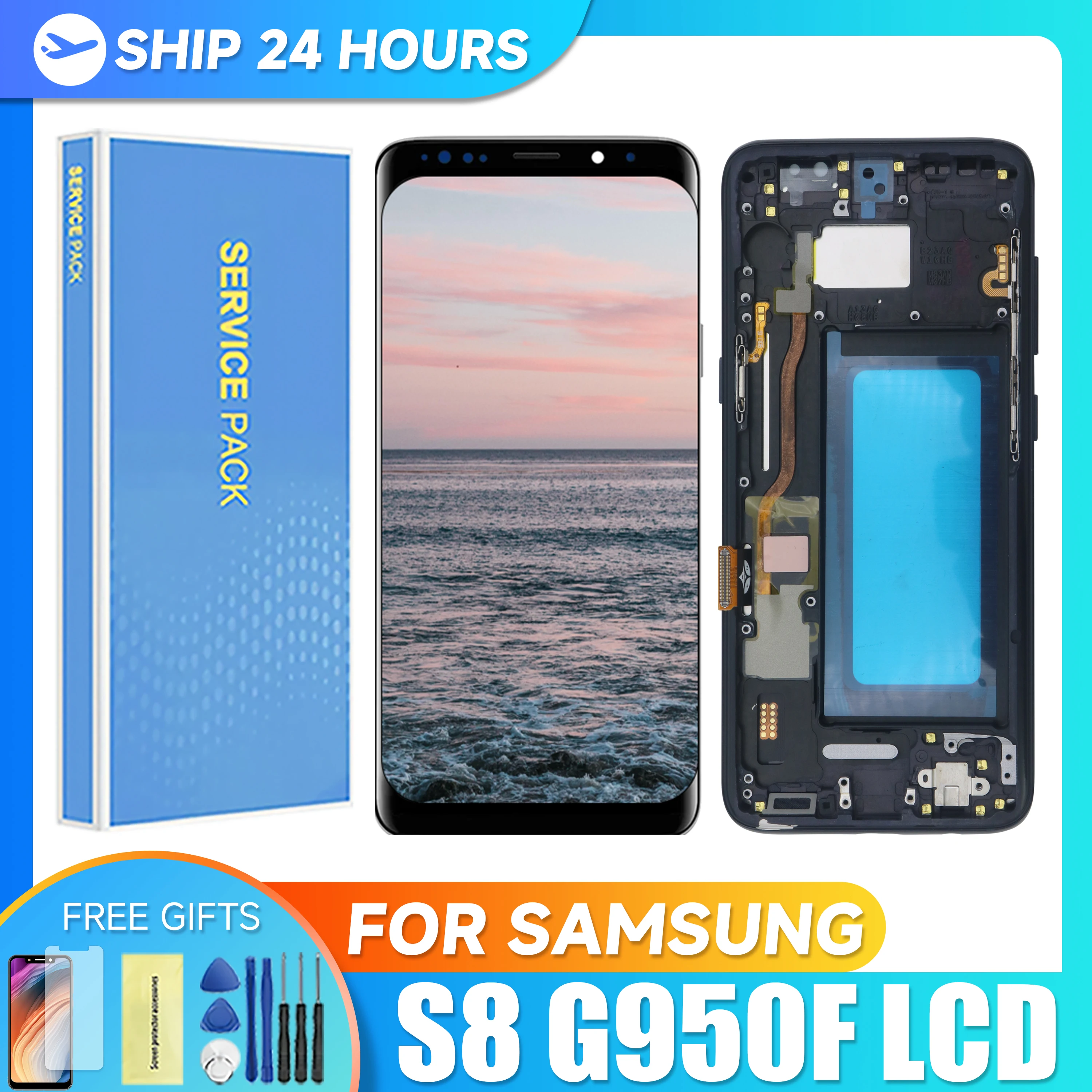 Tested AAA Quality S8 LCD with frame for SAMSUNG S8 G950 SM-G950FD Display Touch Screen Digitizer Assembly Replacement