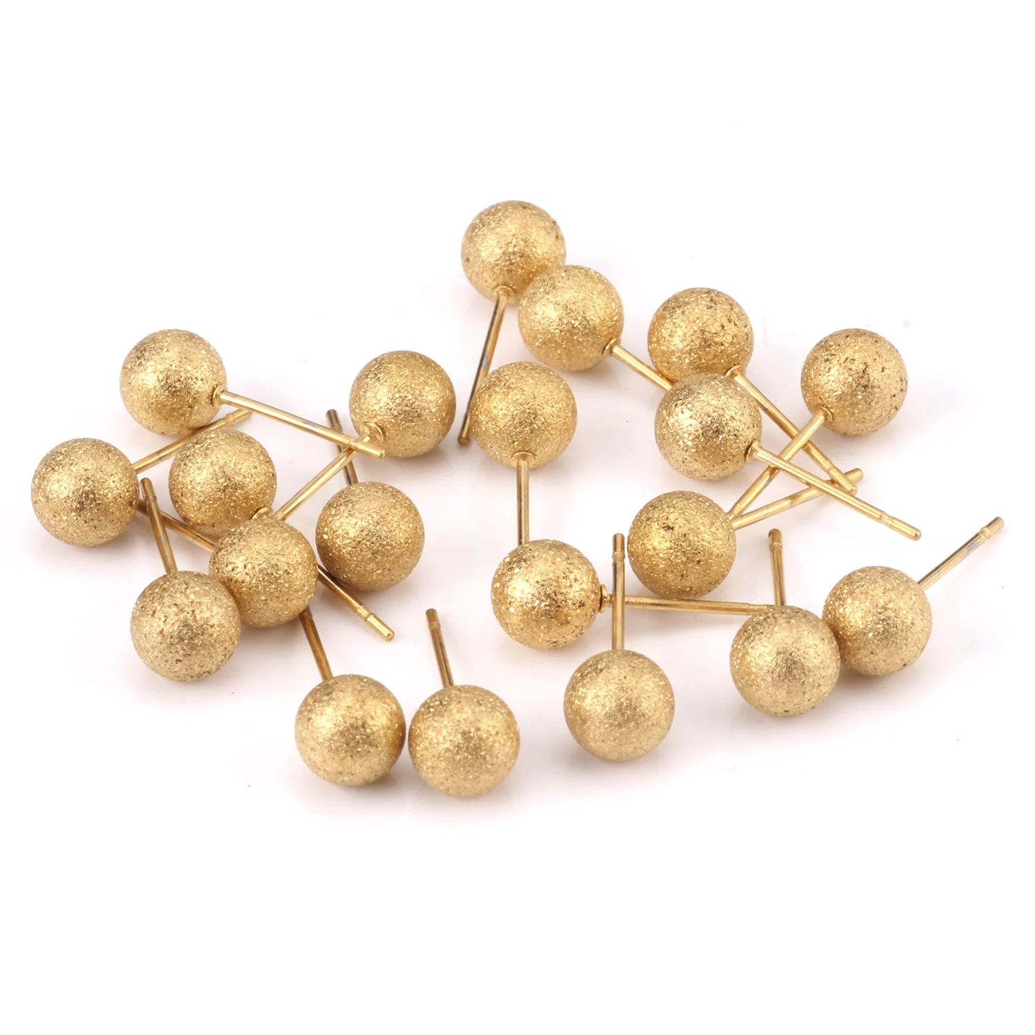 LUXUKISSKIDS Frosted Gold Color ball Stud Earrings 4-8mm Stainless Steel For Women Korean Earings Set Fashion Jewelry Brincos