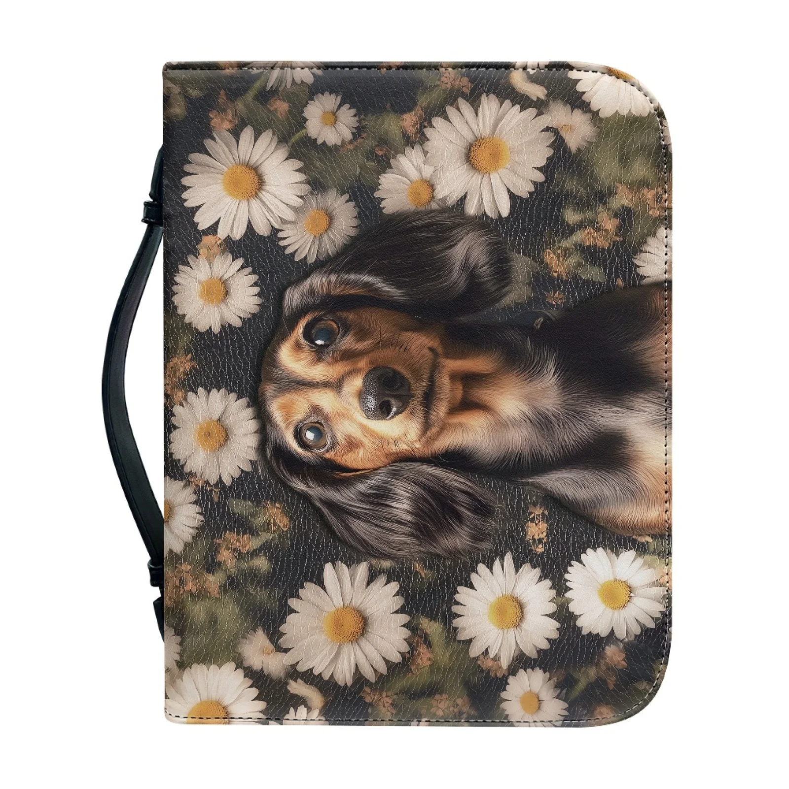 XIXIRIMIDO Dachshund Daisy Art Zipper Bible Book Covers for Adults Protective Bible Cover Fashion 2026