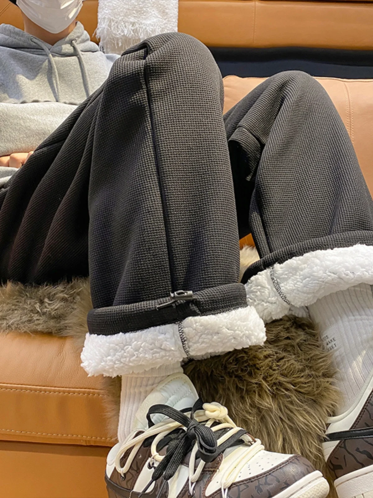 

Мужские спортивные брюки из овечьего вельвета, прямые, свободные, теплые, для повседневной носки, осенне-зимние, модные, трендовые, брендовые