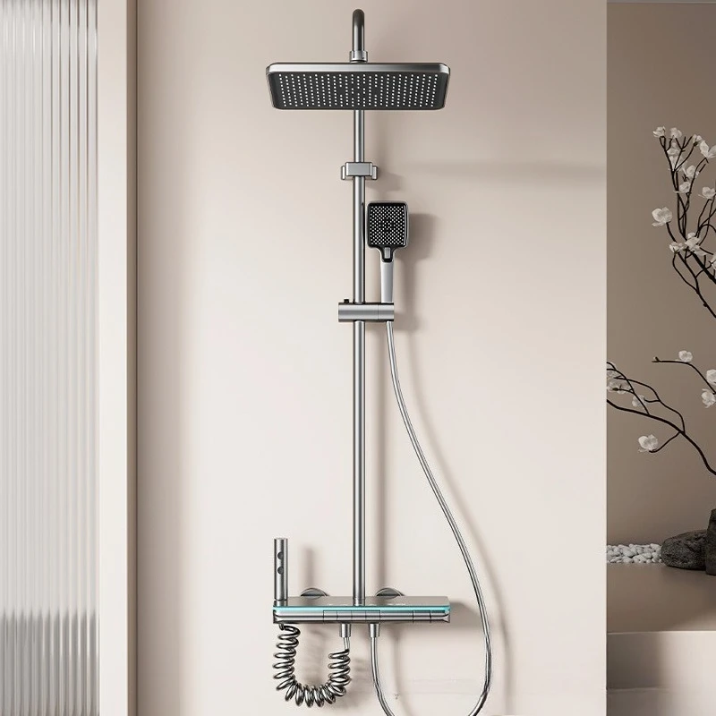 All-copper Shower Set, Constant Temperature Smart Digital Display Shower, Piano Key Shower Complete Set