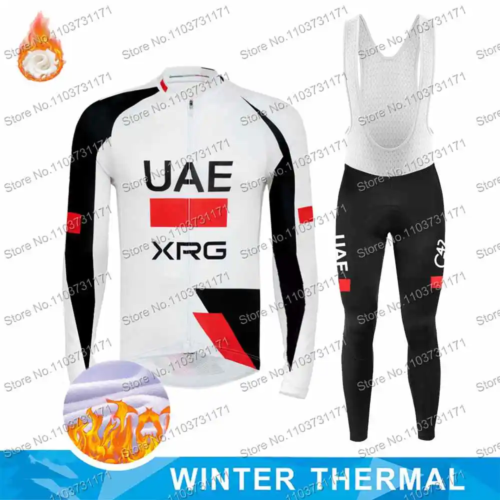 جديد 2026 الإمارات العربية المتحدة فريق XRG طقم جيرسي لركوب الدراجات بأكمام طويلة Tadej Pogacar ملابس ركوب الدراجات سترات حرارية شتوية بدلة زي MTB