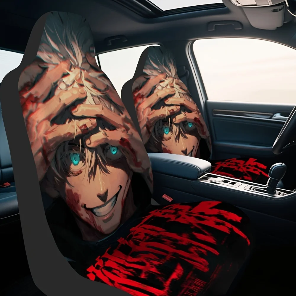Set Of 2, Designed Car Covers Featuring Japanese Comic Art, Suitable For Year-Round Comfort, Compatible With Most Vehicles, Perf
